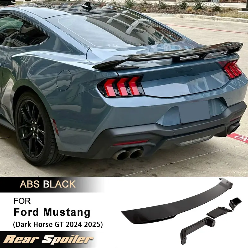 

Задний спойлер багажника автомобиля, крылья для Ford Mustang Dark Horse GT 2024 2025 Racing, задний спойлер Highkick Wing, ABS, глянцевый черный