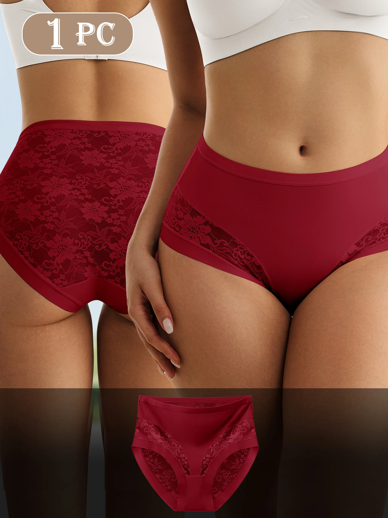 Women’s Lace Panties - Elegant Mesh Patchwork Design, Soft, Breathable, Comfortable for Date Nights & Everyday Wear - Image 3