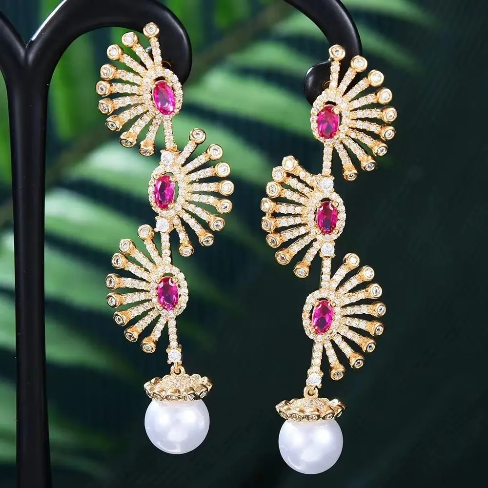 

Missvikki New Luxury Shiny Charm Pendant Earrings Full Micro Elegant Shiny Cubic Zirconia for Women Bridal Wedding Party Jewelry