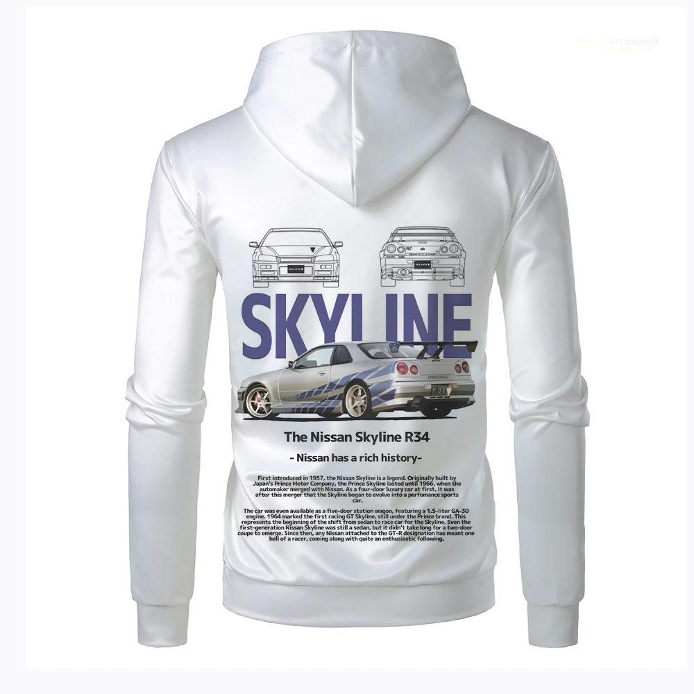 

2024 Classic Fashion Design Car Letter Hoodies Aesthetic Popular Sports Car Tops Pullover Trend Unisex Oversized R34 Sweatshirt