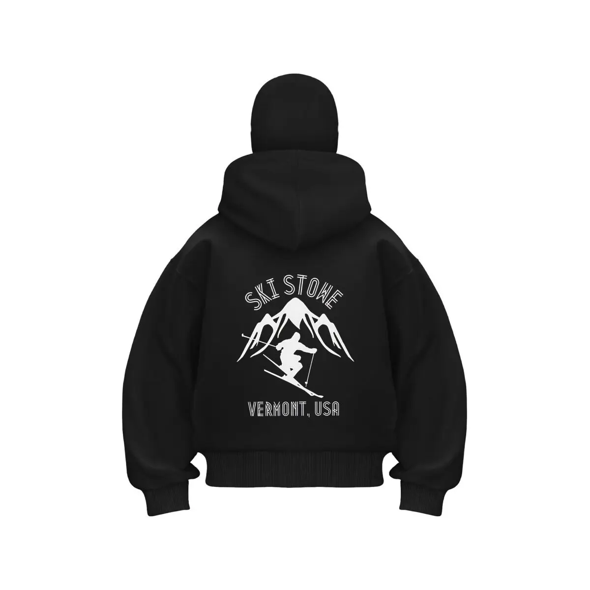 Ski Stowe Vermont deportes al aire libre arte doble capucha pasamontañas hombres cremallera sudadera con capucha invierno cálido