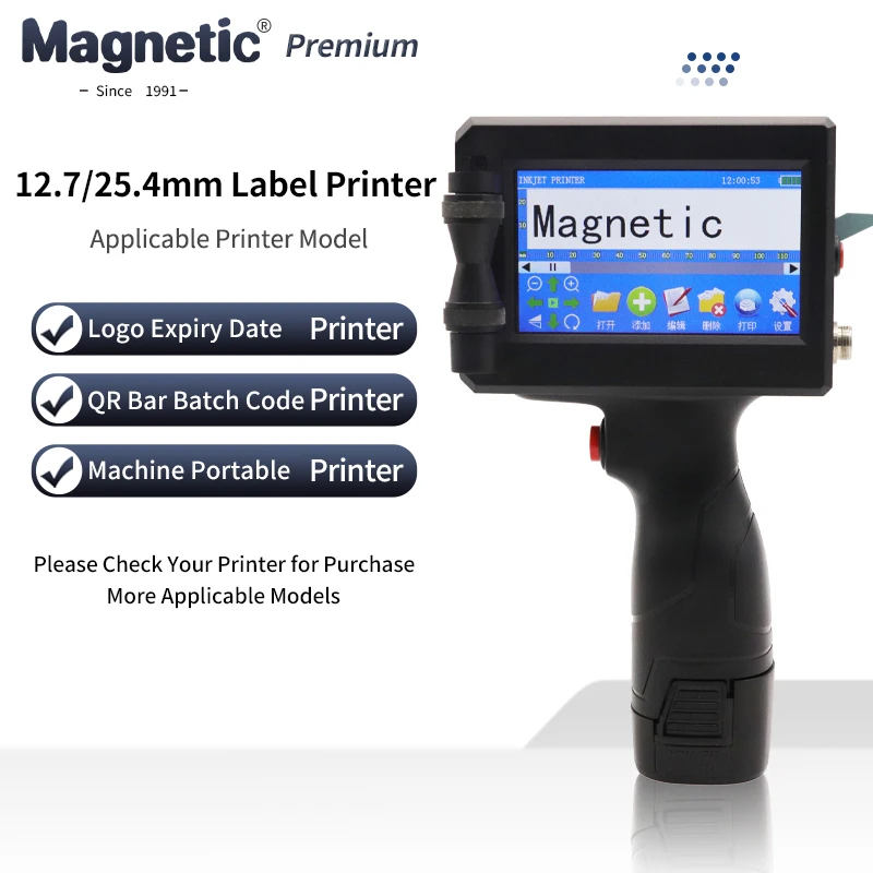

Phezer 12.7/25.4mm Label Printer Handheld Inkjet Printer QR Bar Batch Code Date Number Logo Expiry Date Coding Machine Portable