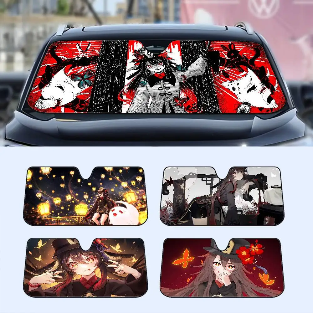 

Anime H-Hu Tao Windshield Sunshade Customized Aluminium Foil Car Window Windscreen Cover Sunscreen Curtain