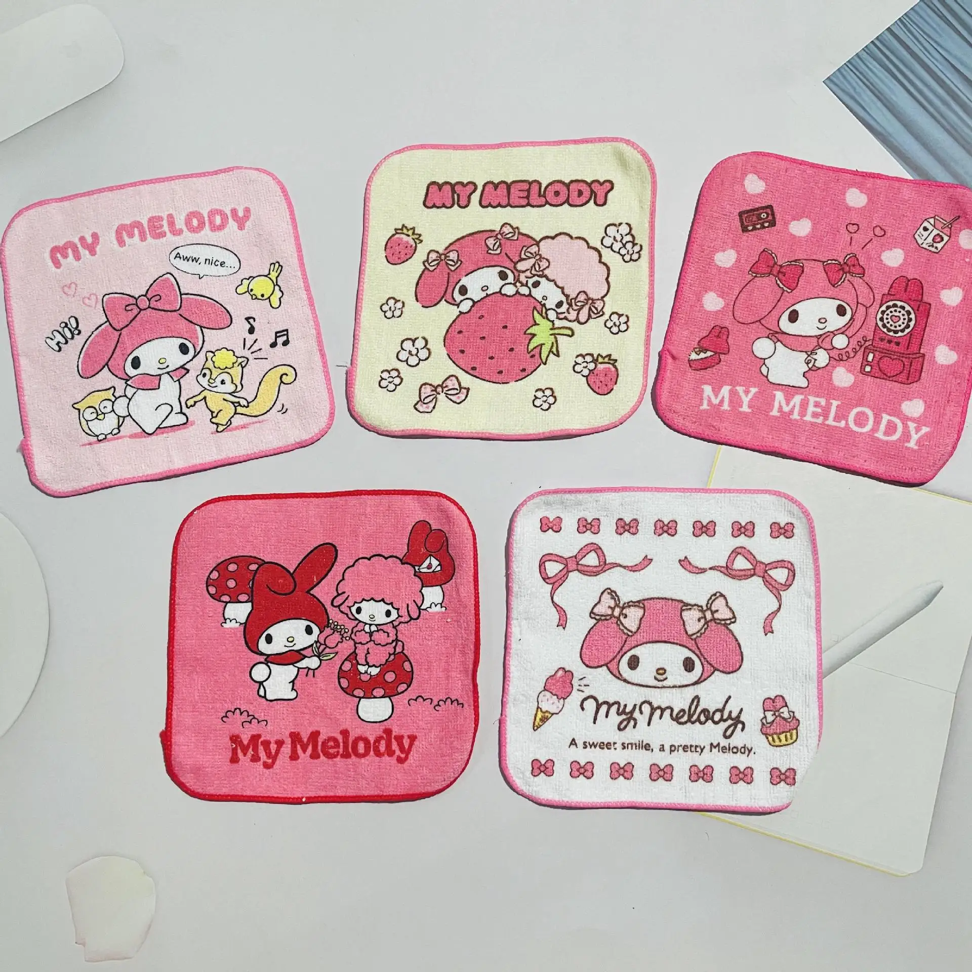 30Pcs Kawaii Sanrio My Melody Cinnamoroll Keroppi Child Handkerchief Baby Bibs Comfortable Soft Anime Figure Cute Festival Gift