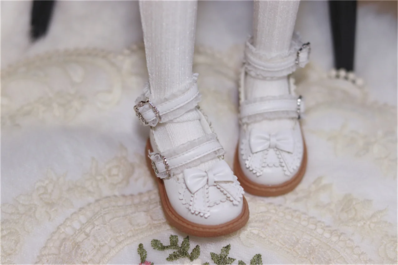 BJD MSD shoes apply to 1/4 1/6  BJD doll cute girl lace bow soft soled shoes BJD accessories