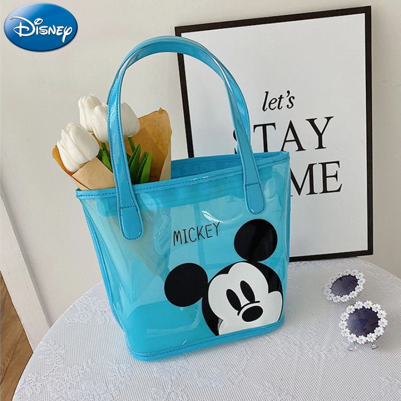 Disney Mickey Mouse Handbag Transparent Casual Tote Fashion Woman\'s High Capacity Waterproof Bag Summer candy color Bag