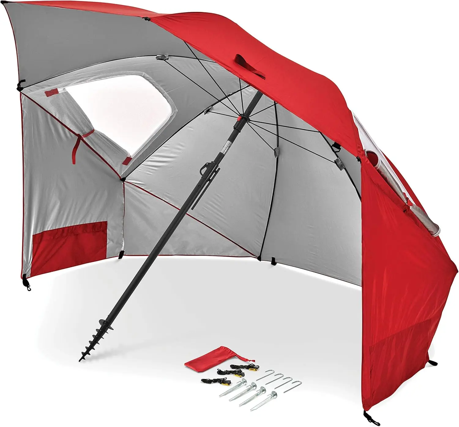 

UPF 50+ Beach Umbrella with Side Panels, Tilt, and Sand Anchor