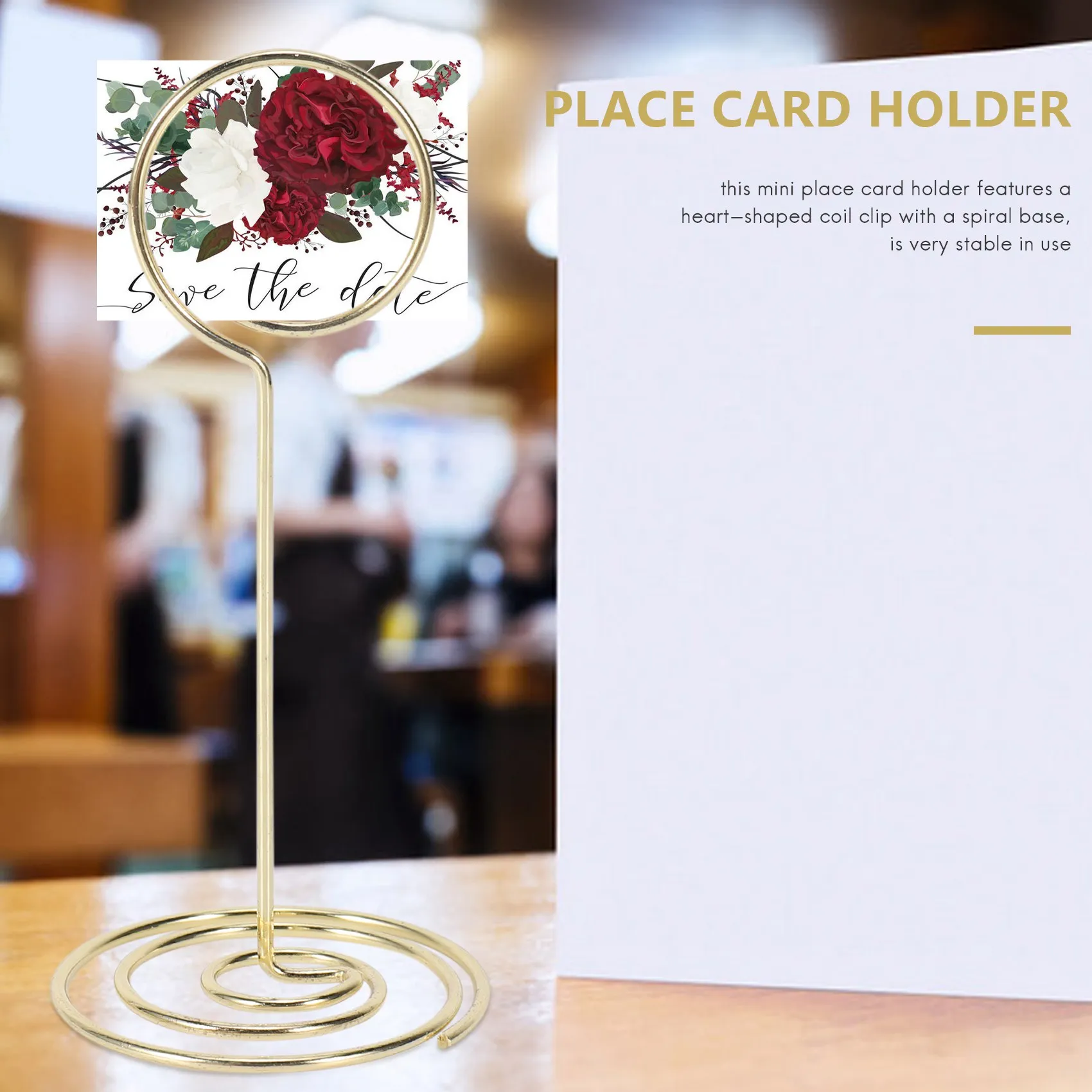 الجودة! 12 حزمة من حاملات بطاقات رقم الطاولة وحامل الصور ومشابك قائمة الورق، شكل دائري (ذهبي)