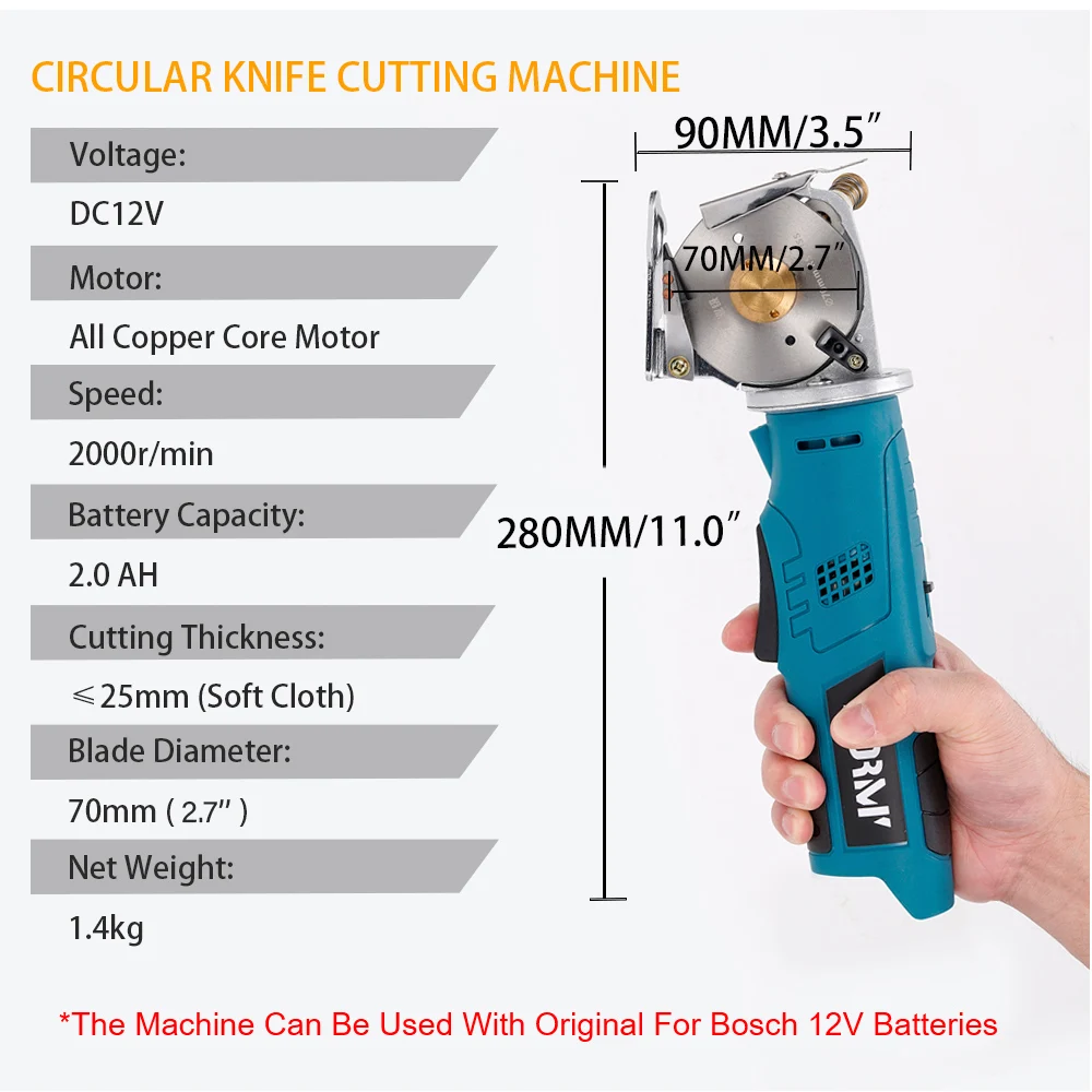 12V Cordless Electric Scissors Shear Knife Fabric Cutting Tool Cloth Leather Sewing Electric Cutter Machine For Bosch Battery