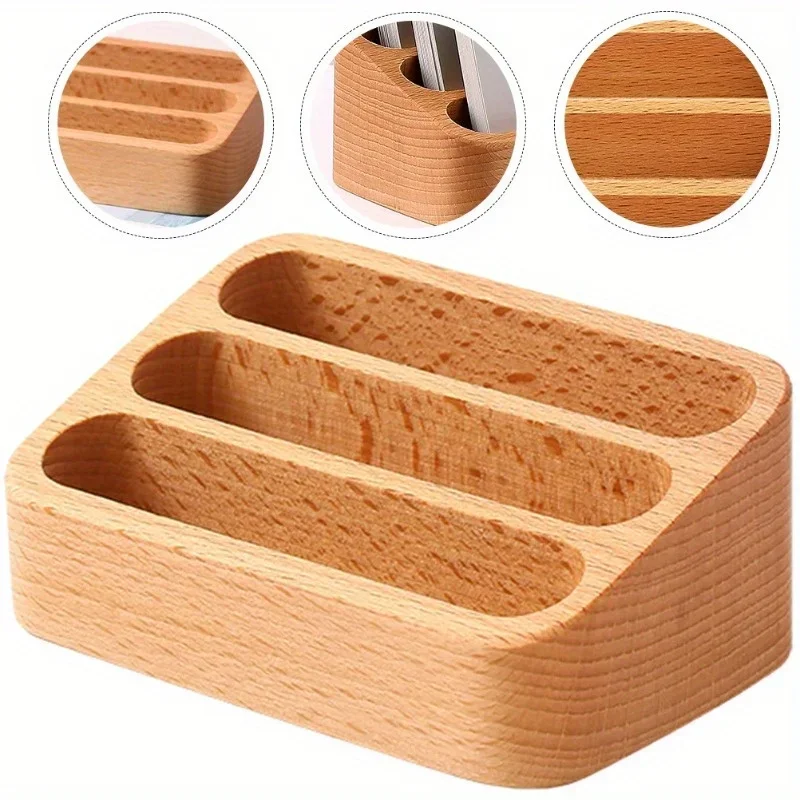 Wood Desktop Business Card Display Stand Business Card Holder Memo Holder Storage Wood Card Organizer for Office Table Organizer