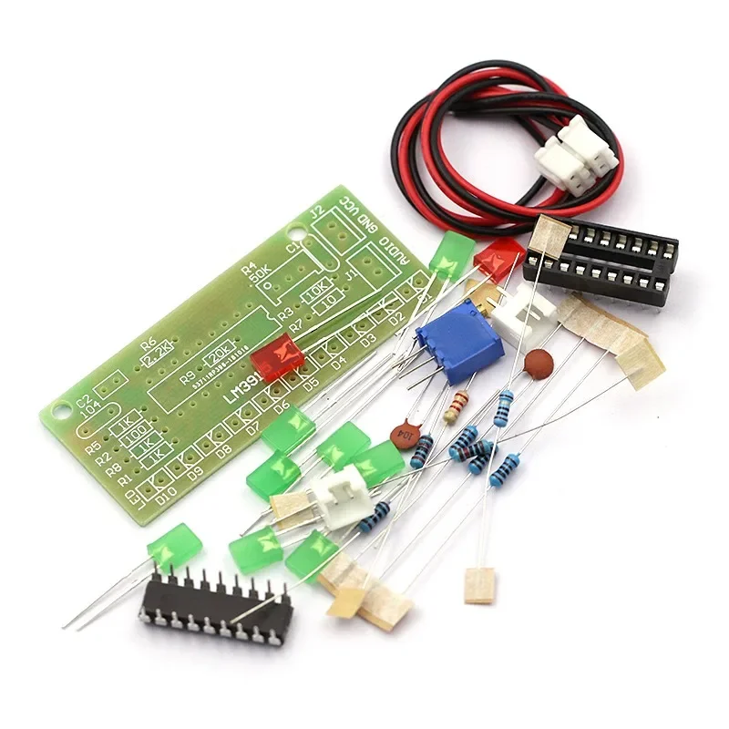 1 sztuk LM3915 10 LED dźwięk analizator widma audio zestaw wskaźników poziomu DIY Electoronics zestaw do ćwiczeń lutowniczych
