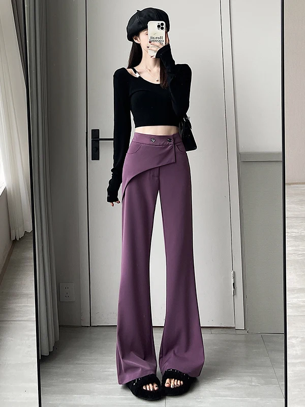 

Женские широкие брюки Bla: весенний дизайн, зауженный крой, расклешенные, повседневные, с высокой талией, свободный крой