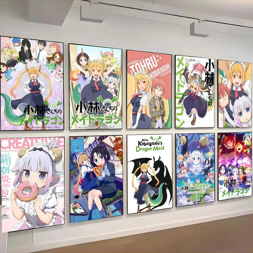 Miss Kobayashi's Dragon Maid Anime Poster Living Room Bedroom Party Bar Decor Moisture-proof Art Wall Painting