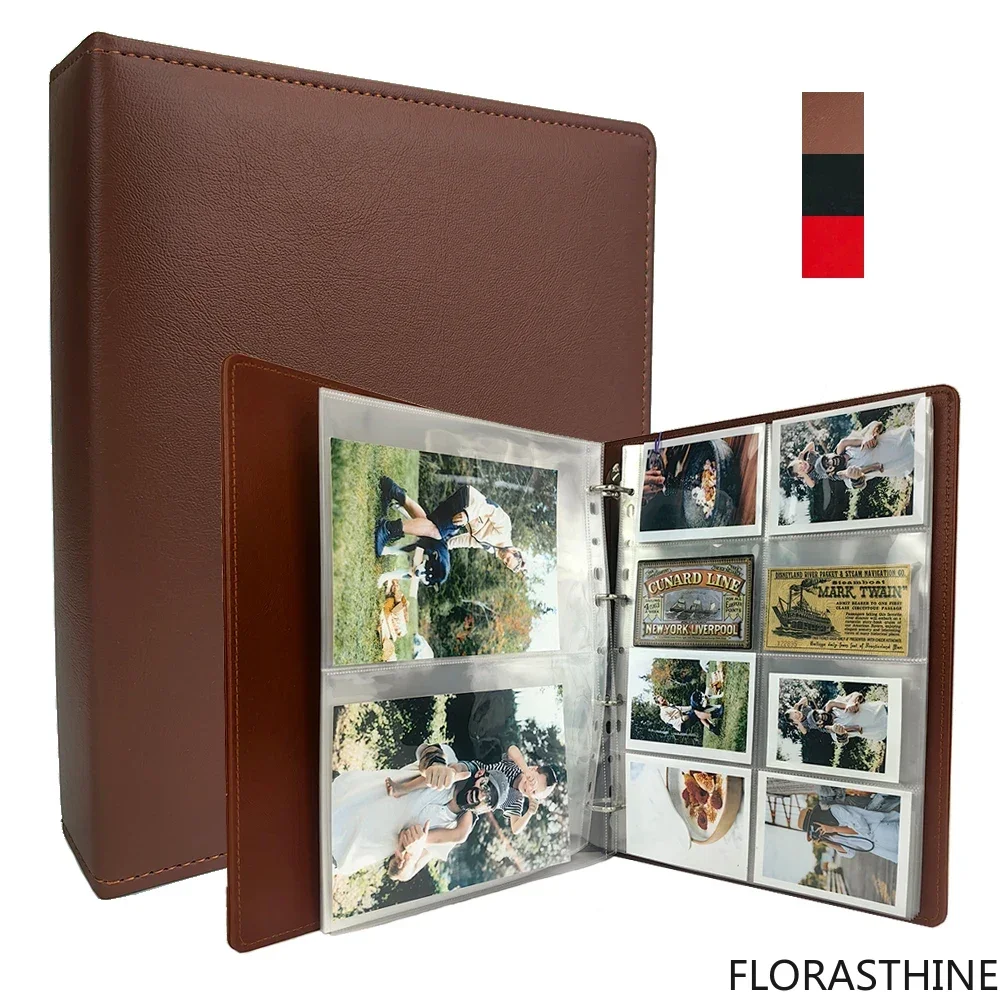 PLRBOK a4 4-ring High-end PU Leather Binder Replaceable Photo Star Album Card Storage 10×15 Card File Business Cover Notebook