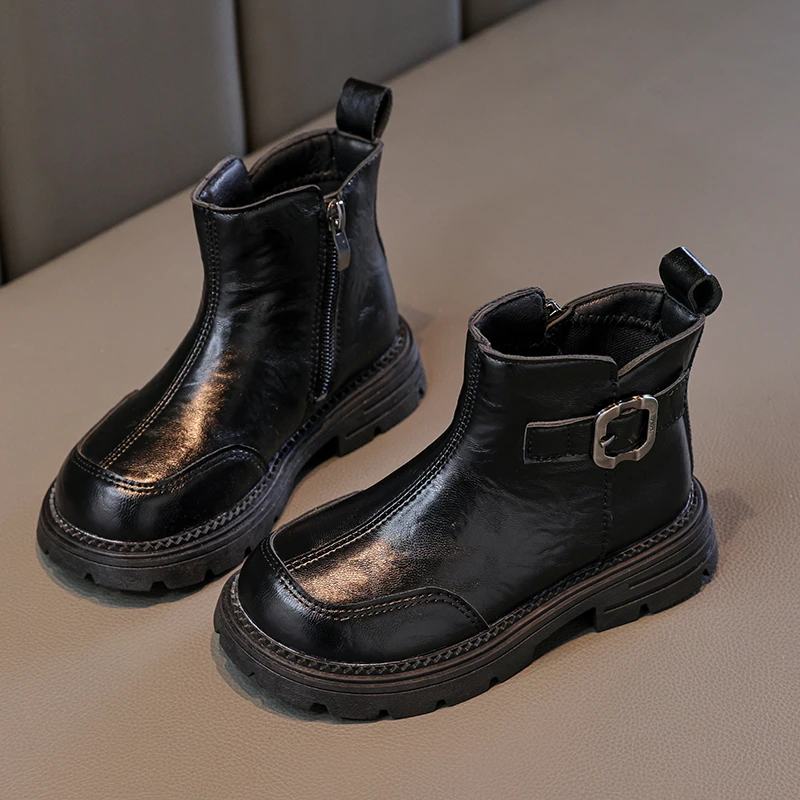 2025 حار بيع الخريف/الشتاء جديد دافئ الفتيات أحذية بوت قصيرة المألوف النمط البريطاني لينة المضادة للانزلاق منخفضة الارتفاع الكاحل أحذية من الجلد