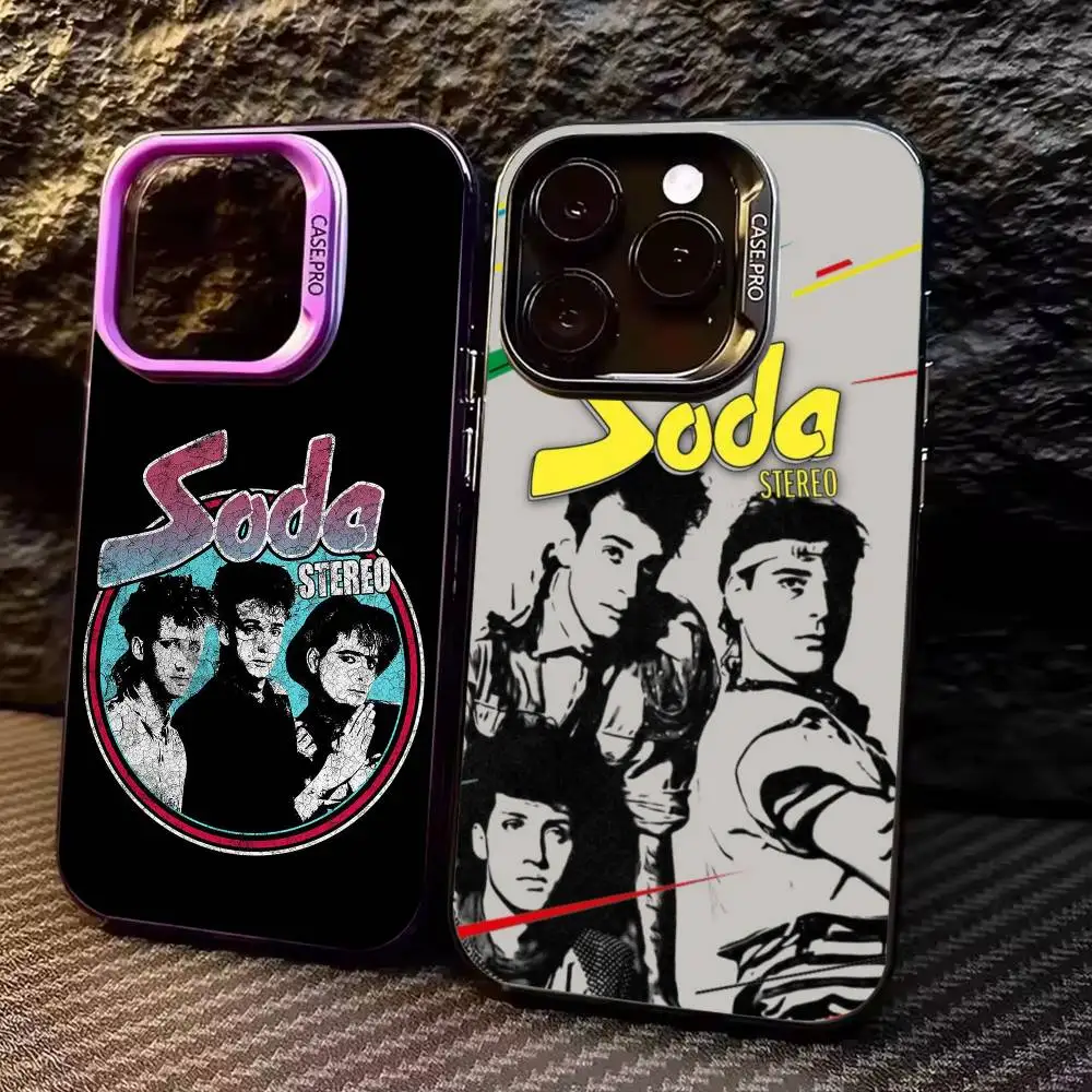 

Rock Band S-Soda S-Stereo Phone Case For iPhone17,16,15,14,13,12,11 Plus,Pro Max Colored Silver Plated Inside Cover