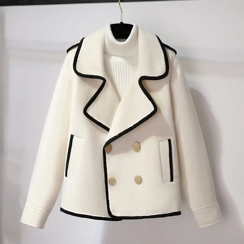 Off-white woolen jacket women's short small 2023 new spring and autumn explosion high-end winter woolen coat