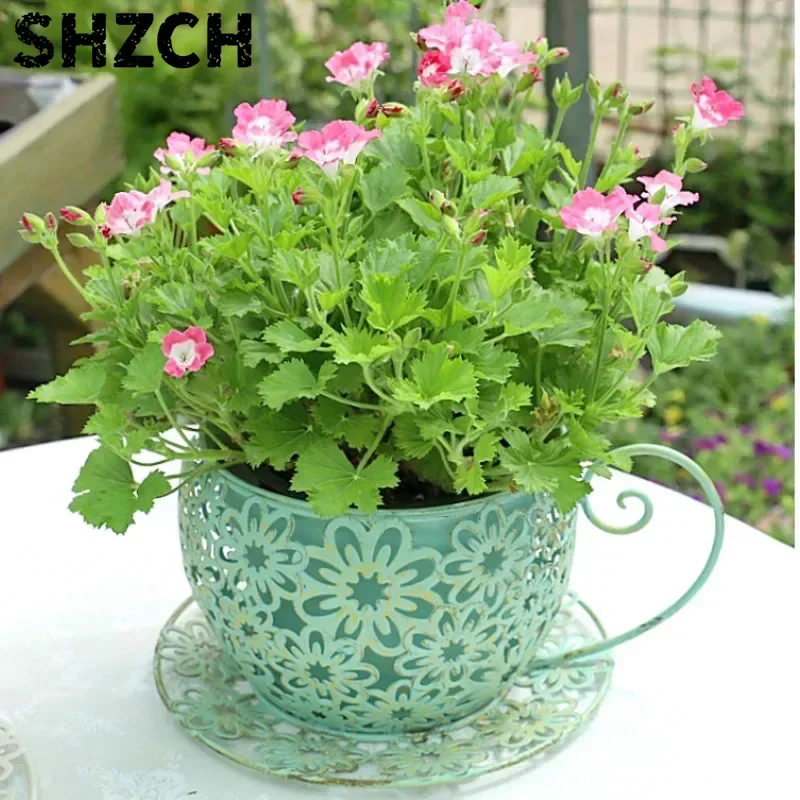 Outdoor Garden Flower Vesselss Retro Do Old Pots for Plants Iron Hollow Stand for Flowers Creative Balcony Decoration