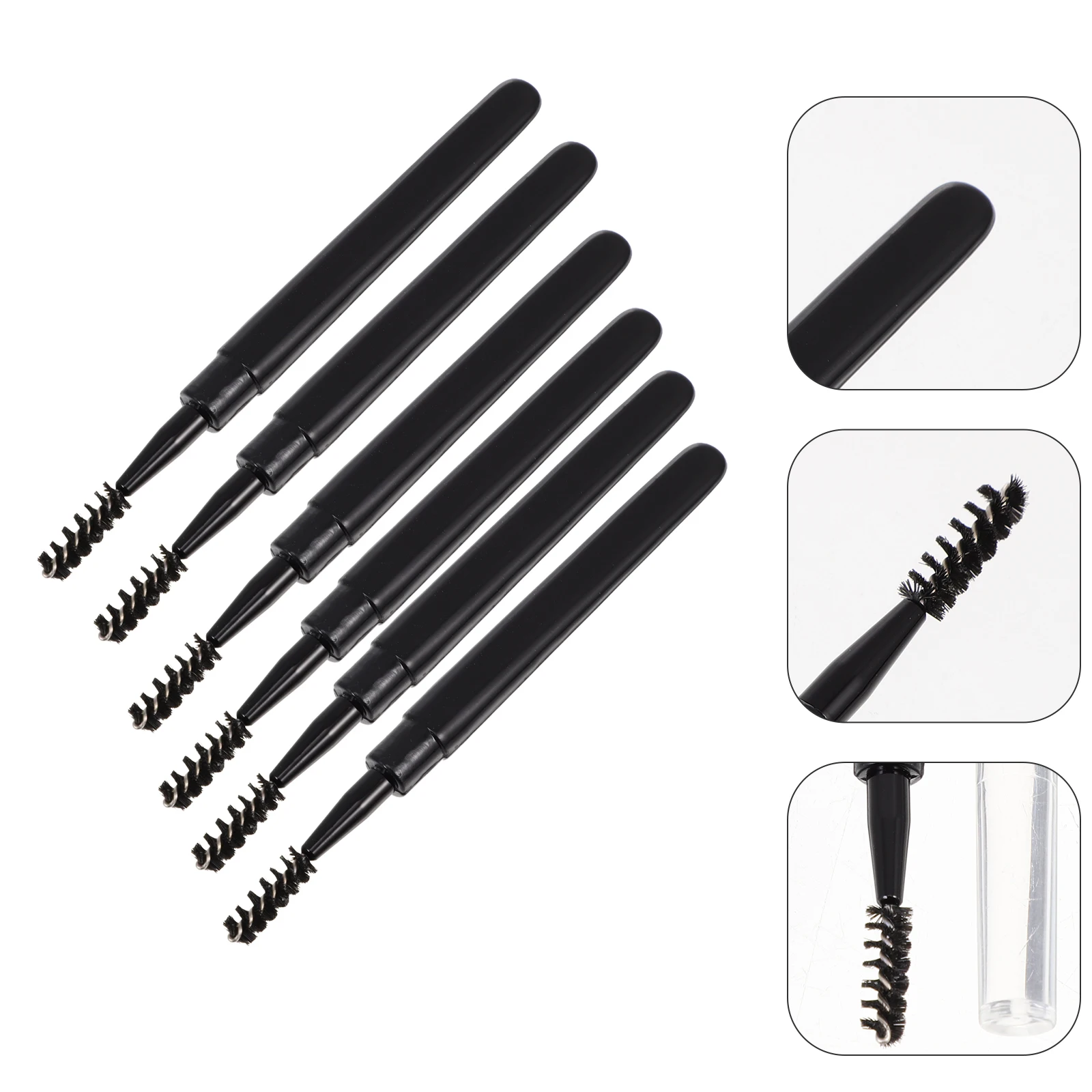 แปรงปัดขนตา 6 ชิ้น ขนแปรงพลาสติกอ่อนโยนต่อผิว แปรงปัดขนตาและคิ้ว อุปกรณ์แต่งหน้า แปรงมาสคาร่า จับง่าย พกพาสะดวก ใช้ได้ทั้งที่บ้านและระหว่างเดินทาง