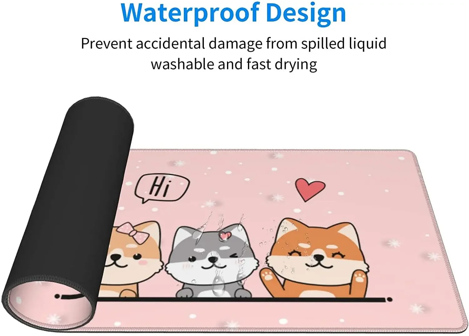 Kawaii لطيف الكلب الوردي الألعاب ماوس الوسادة XL عدم الانزلاق المطاط قاعدة ماوس حواف مخيط وسادة للمكتب تمديد الفئران Pad31.5X11.8 بوصة #5