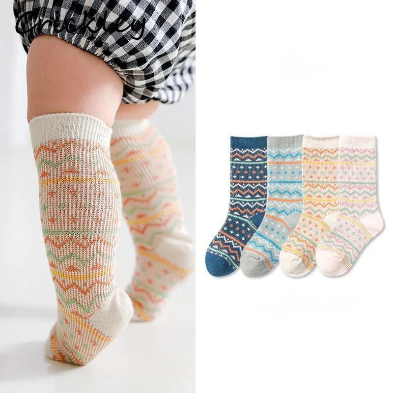 

4 Pairs/Lot Fair Isle Jacquard Weave Kids Socks Cotton Comfortable Children Socks Cute Knitted Soft Boys Girls Stockings