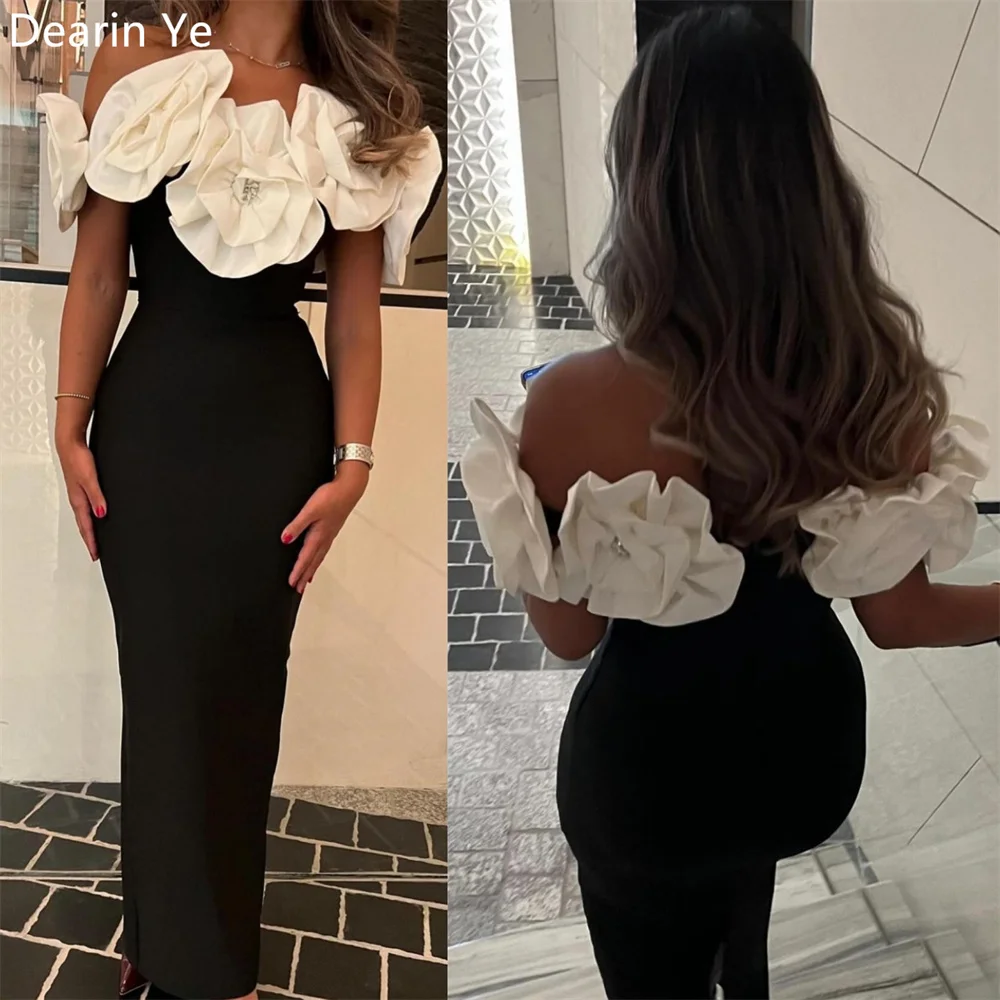 

Prom Dress Evening Dearin Off-the-shoulder Column Ankle Length Skirts Vertically Hugging Applique 3D Flower Bespoke Occasion Dre