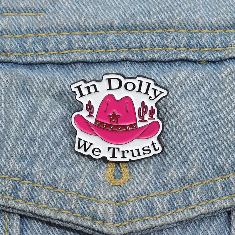 

Cowboy Hat Enamel Pins Custom In Dolly We Trust Brooches Lapel Badges Gothic Jewelry Gift for Kids Friends