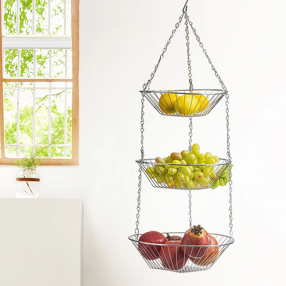 LOYALHEARTDY 3-Layer Fruit And Vegetable Hanging Basket For Home Kitchen Storage Fruit And Vegetable Shelf