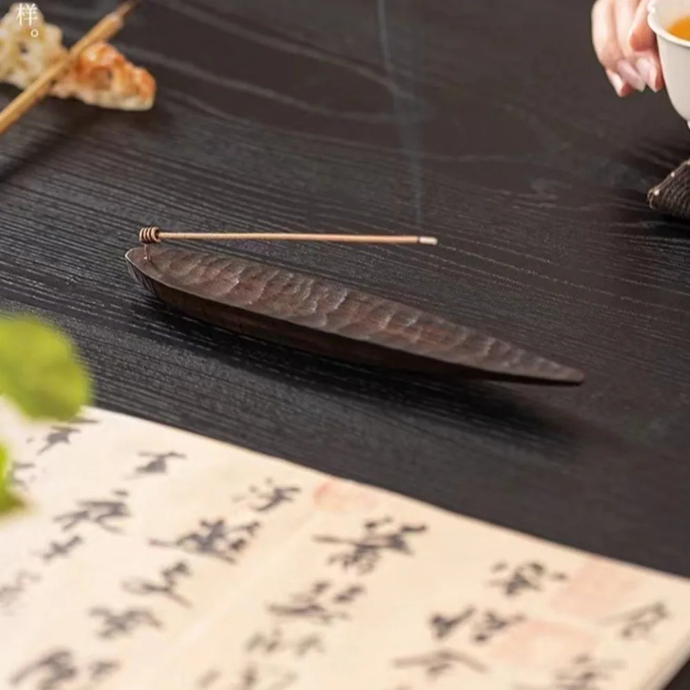 

Creative Wooden Boat Incense Holder Retro Handmade Incense Burners Portable Decorative Burner Ash Catcher Tea Ceremony