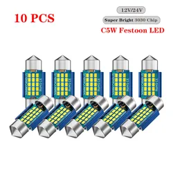 DXZ 10Pcs C5W LED Bulbs Canbus Festoon-31MM 36MM 39MM 41MM C10W Car Interior Dome Reading Light Auto License Plate Lamp 12V 24V