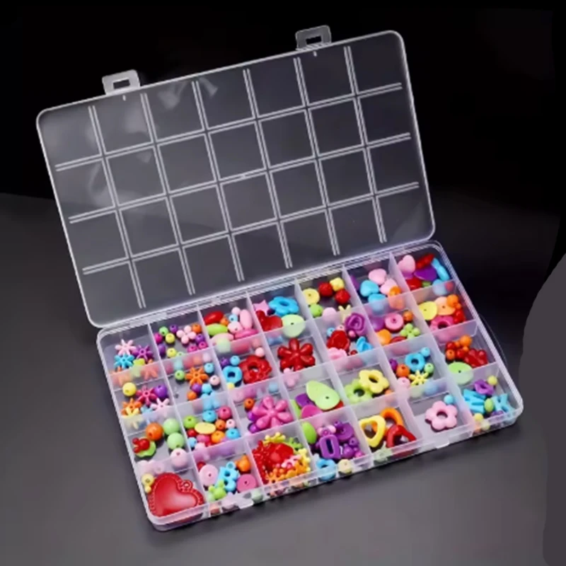 28 Grids Fixed-slot Transparent Plastic Storage Box for Jewelry Classification and Storage Compartments 22x13x1.1cm