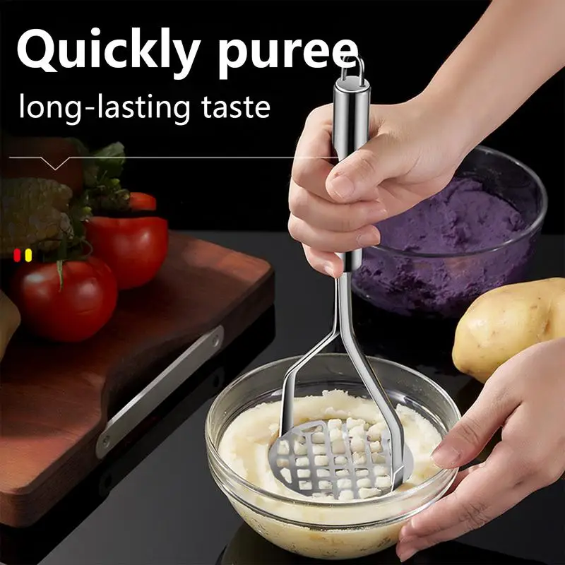Stainless Steel Potato Smasher Hangable Puree Juice Maker Household Kitchen Gadget Manual Food Masher Utensil For Baby Food