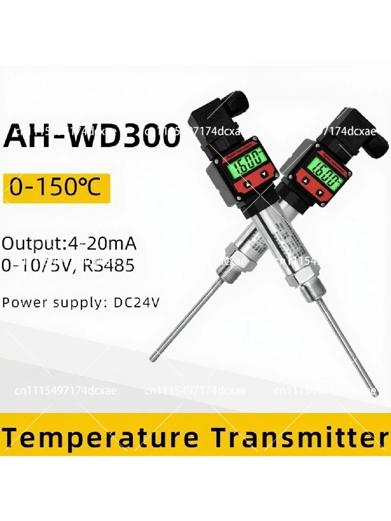 G1/4 LCD Thermal Resistance PT100 Sensor 4-20mA Output for Oil Water DIN Plug-in Integrated Temperature Transmitter