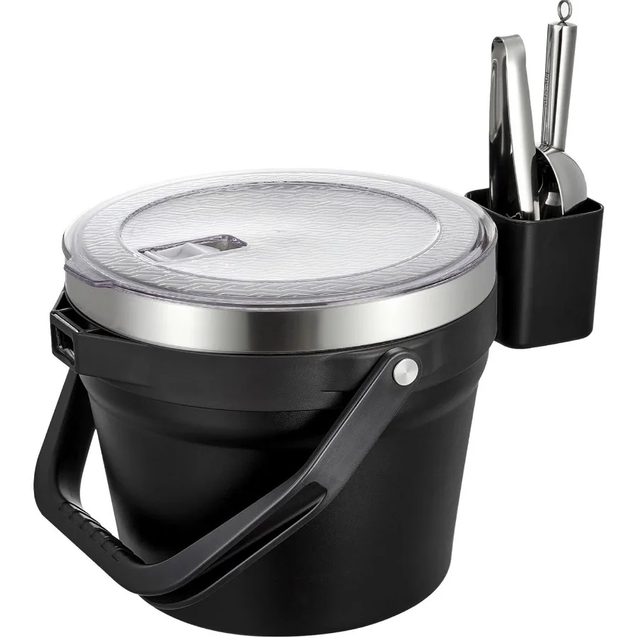 

7L Vacuum Insulated Ice Bucket with Lid and Scoopand Tongs Large capacity Stainless Steel Beverage Bucket for Cocktail Champagn