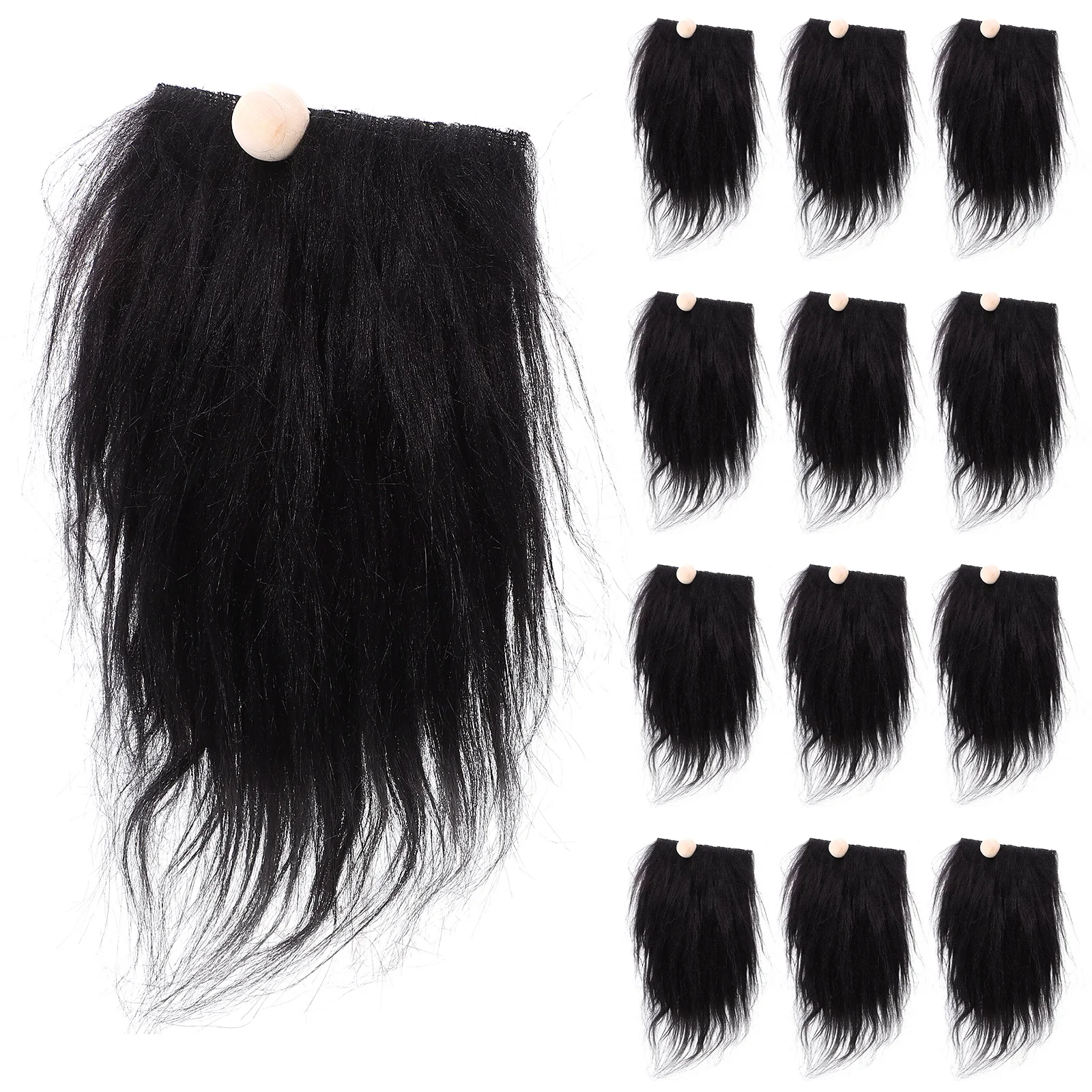 12 conjuntos de fantasia realista de barba, suprimentos artesanais, kit de decorações pretas falsas para festa, homem