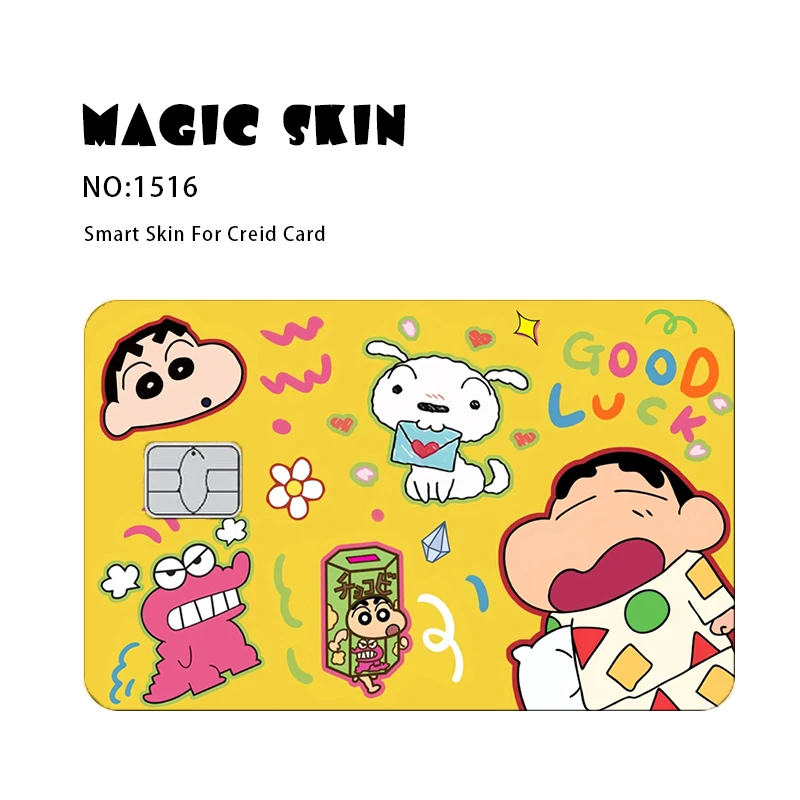 Anime Crayon Shin-Chan Poker Sticker Film Tape Skin for Credit Card Debit Card Cartoon Waterproof Stickers Small Chip image 5