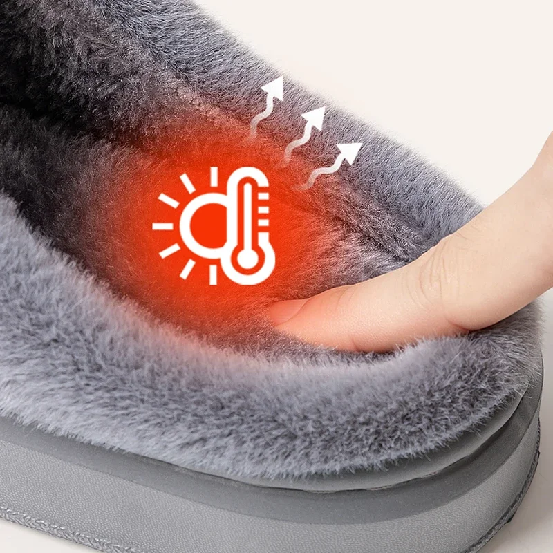 Warme Hausschuhe für Herren, wasserdicht, mit dicker, weicher Sohle, rutschfest, warm, für den Innenbereich, Winterhausschuhe, Paar-Modell, große Größen 50, 51. – Detail 3