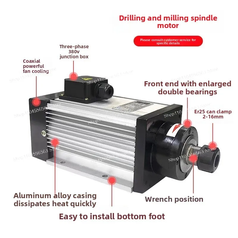 Basic Drilling & Milling Spindle Motor – 220V Entry-Level Motor for Small-Scale Wood/Aluminum Processing & Door Grooving