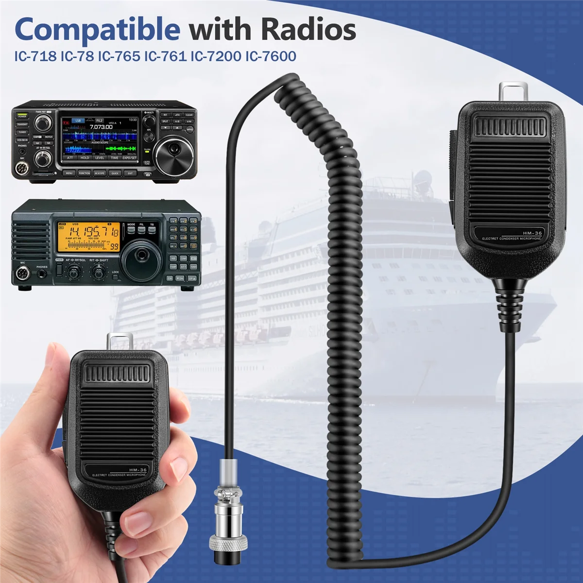 HM-36 Handluidspreker Microfoon microfoon voor ICOM Radio IC-718 IC-78 IC-765 IC-761 IC-7200 IC-7600