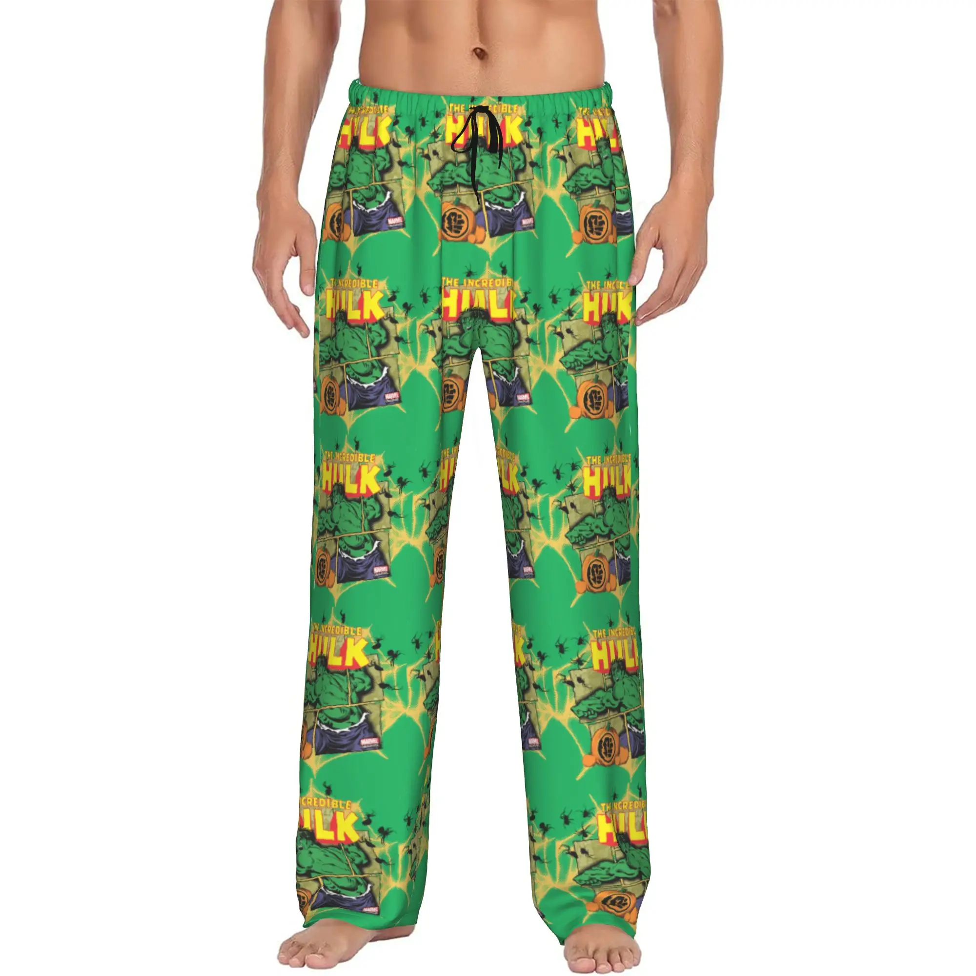

Custom H-Hulk Comic Art Pajama Pants for Men Sleepwear Lounge Sleep Bottoms Stretch with Pockets