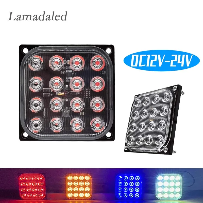 12V 24V 16smd LED Strobe Warning Light Truck Strobe Grille Flashing Lightbar Car Beacon Lamp Amber Red Blue White Traffic Light