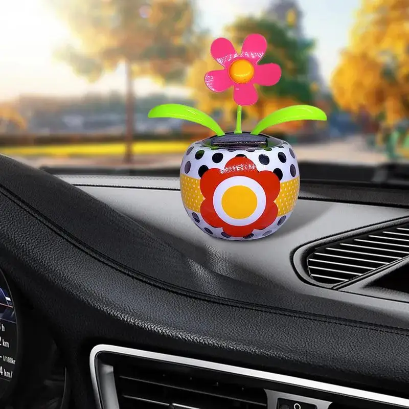 Zasilana energią słoneczną ozdoba do wytrząsania samochodu Auto Dashboard Flower Bobbleheads Cute Shaking Flower Ornament Novelty Auto Accessories