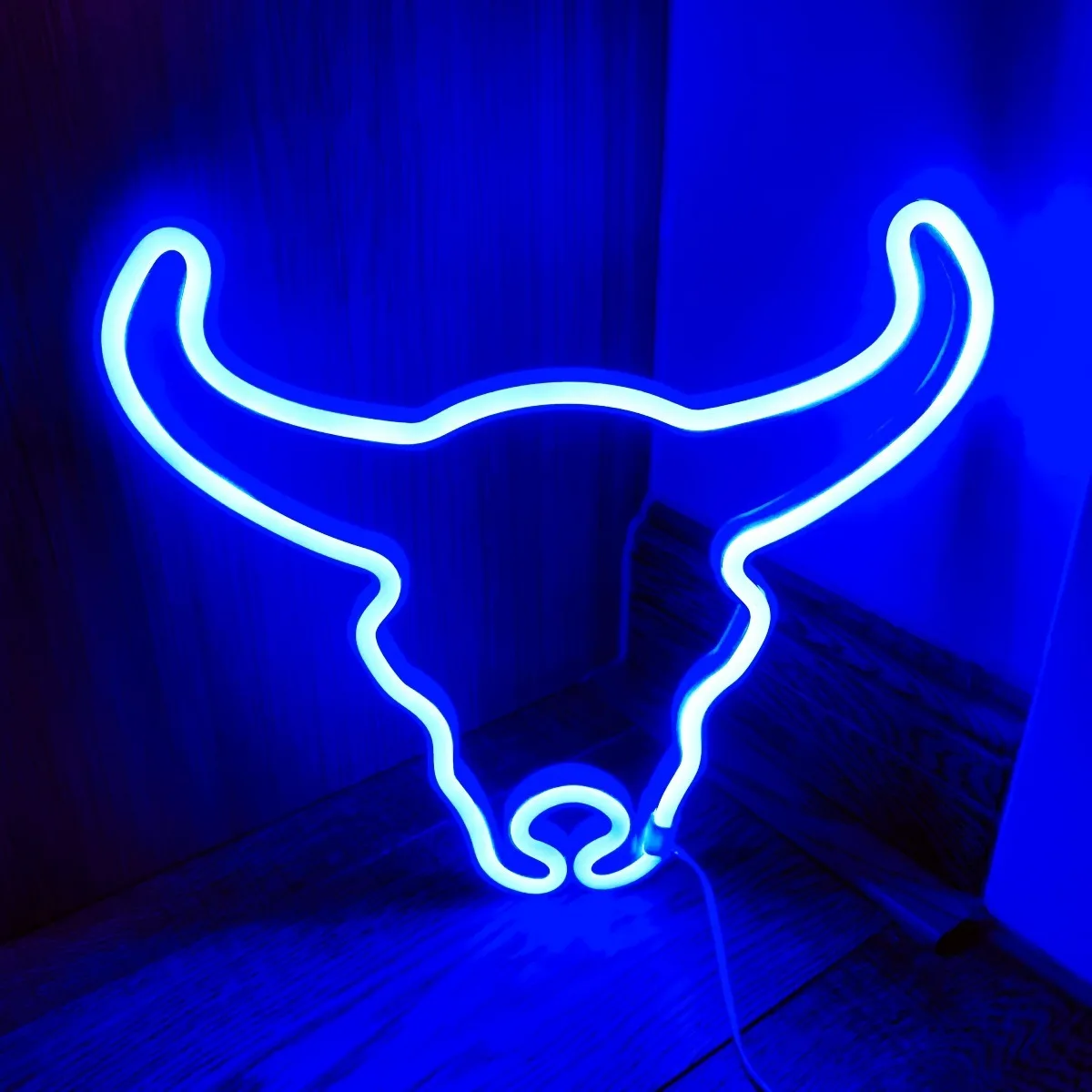 Cattle Head Cat LED Neon Night Light Wall Hanging Neon Sign for Kids Room Home Party Bar Wedding Decoration Christmas Gift