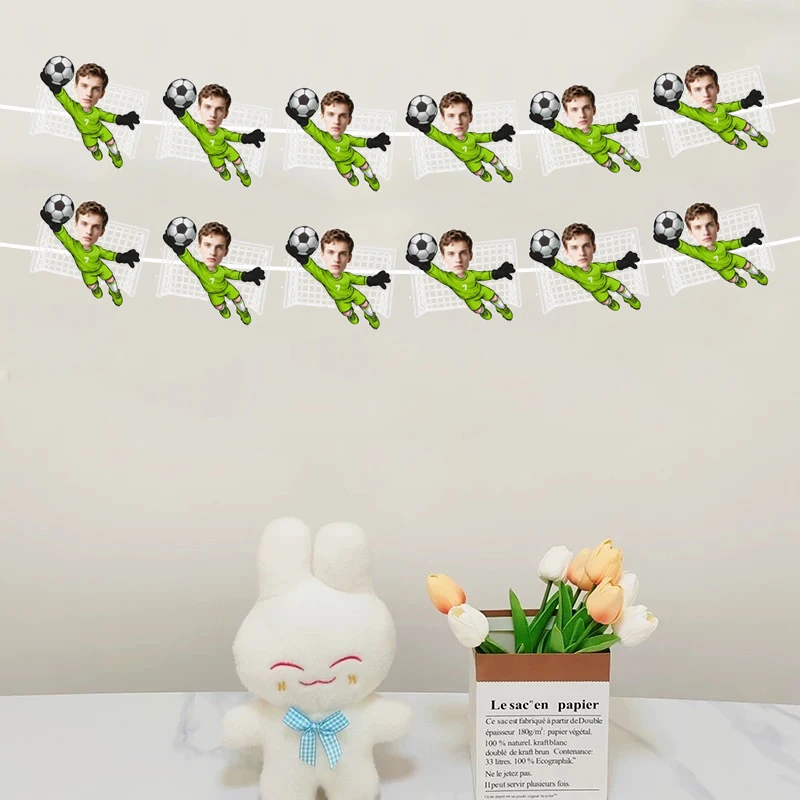 6/12 Stück personalisiertes Fußball-Torwart-Fotobanner, personalisierte Fußball-Torwart-Girlande für Kinder, Sport-Geburtstagsparty-Dekoration ﻿ – Detail 4