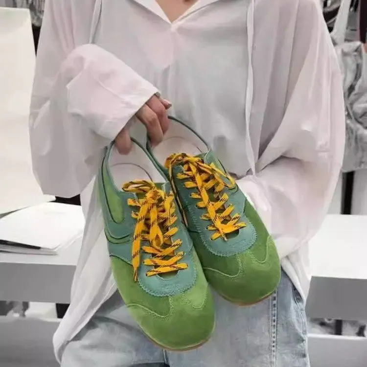 German Training Shoes Women 2026 Summertime Flat Lace-up Forrest Gump Shoes Women Genuine Leather Mesh Ventilation Sneakers image 5