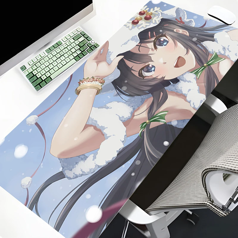 Rosa Anime Mädchen Schreibtisch matte Cartoon Sakura jima Mai Laptop Mauspad Verriegelung Rand Gaming Pad Gamer rutsch feste Tastatur Gummi Mouse pad