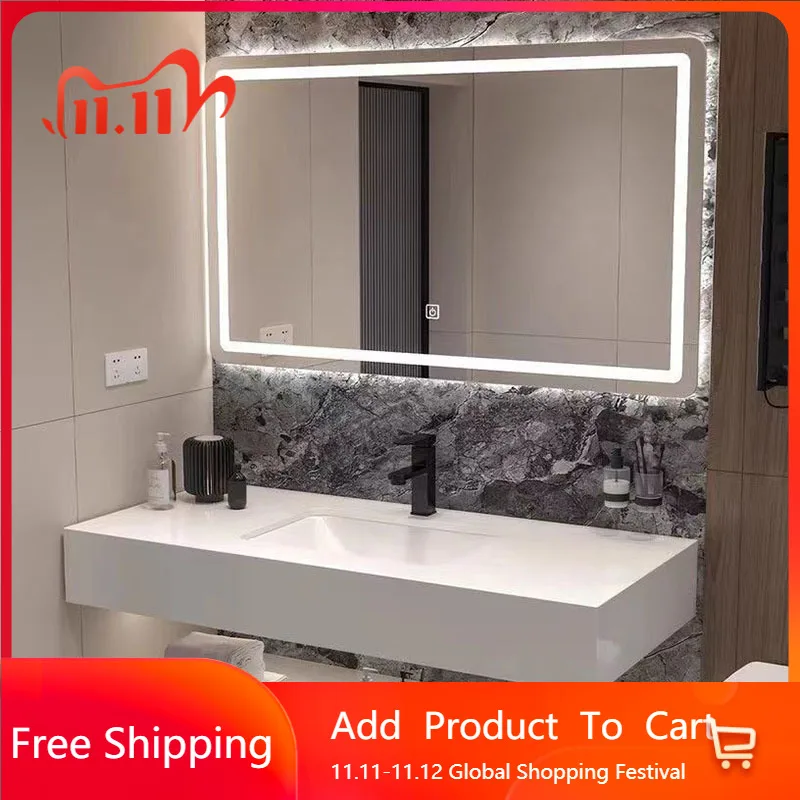 

Modern Bathroom Vanity Seamless Rock Slab Double-layer Integrated Basin Jadeite Wash Display Vestidores Postmodern Furniture