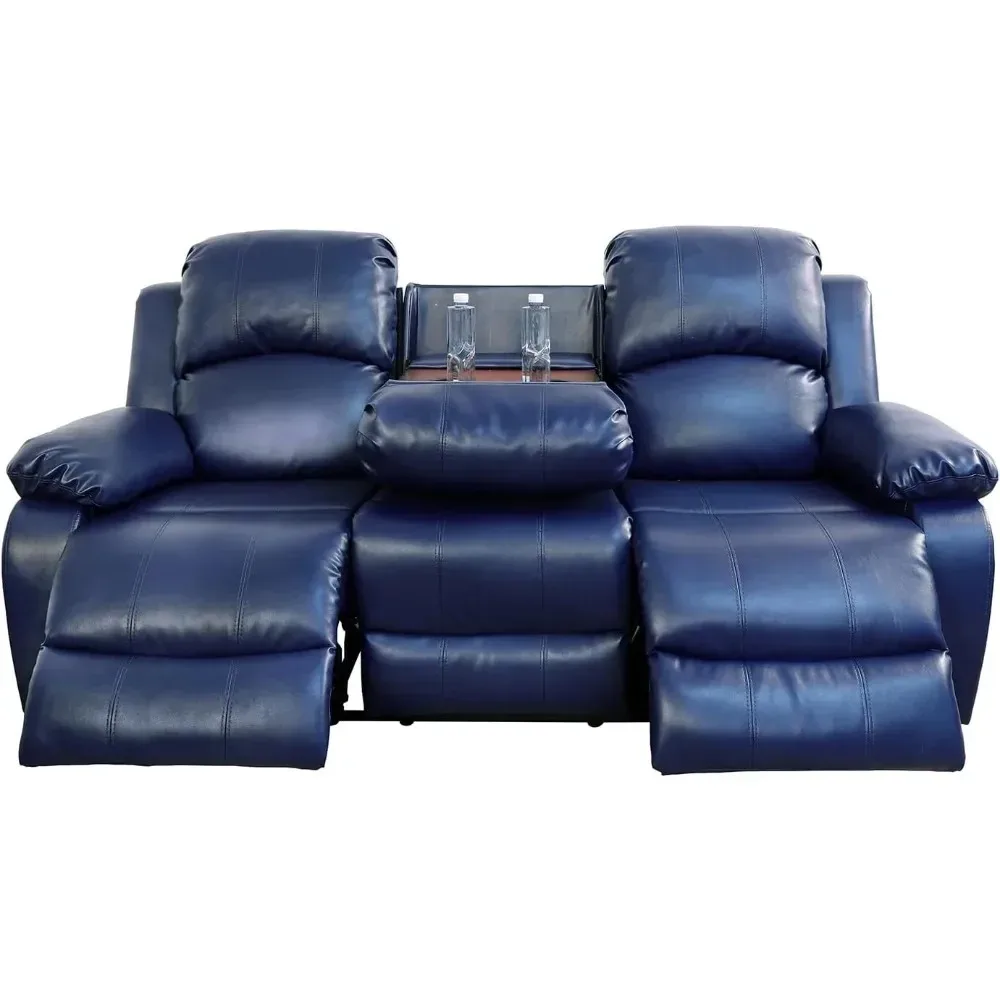 

reclinerLeather Recliner Sofa Couch with2Cup Holder Console,Leather living Room Furniture Set,Wall Hugger3seat Reclining Sofa ,