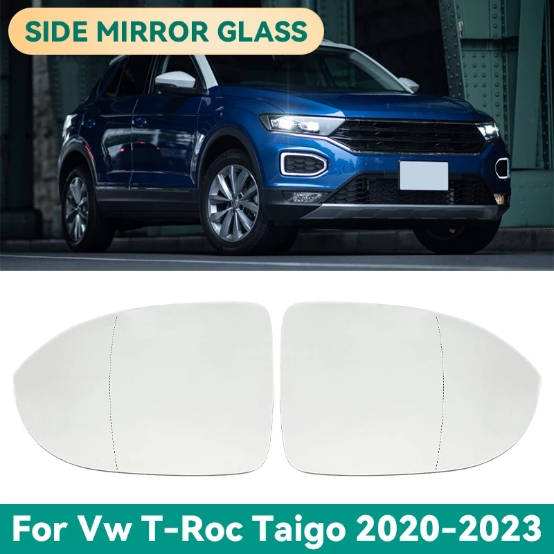 مرآة الرؤية الخلفية الزجاجية مع تسخين، مرآة الرؤية الخلفية اليسرى واليمنى لسيارة Vw T-ROC R D11 Taigo 2020 2021 2022 2023