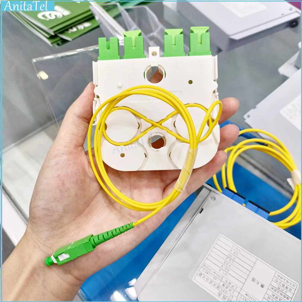 

10PCS SC/APC 1X4 Optic Splitter Cassette Fiber Cable Core FTTH Acess 4 Ports Face Plate Terminal Box